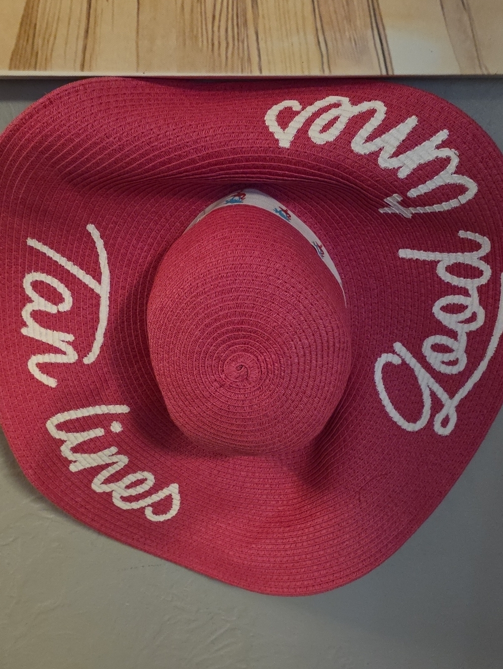 Wide-Brim Pink Sun Hat with Script Accent